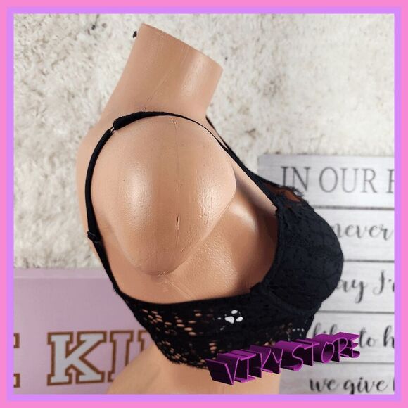 NWT Victoria's Secret Black Lace Bralette Small #7212 - Perfect Fit for All 💖 N - Picture 2 of 6